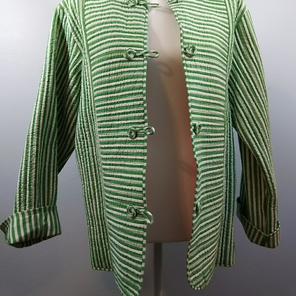 Gretchen Scott Quilted Ikat Mandarin Stripe Jacket